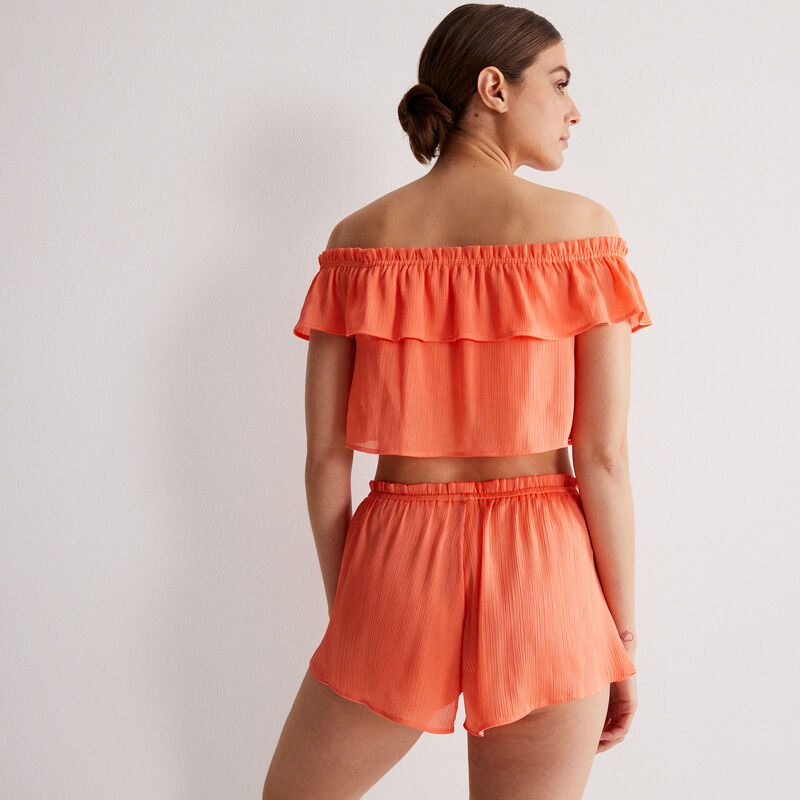 Shorts fluidos con volante - rojo Shorts fluidos con volante - rojo;