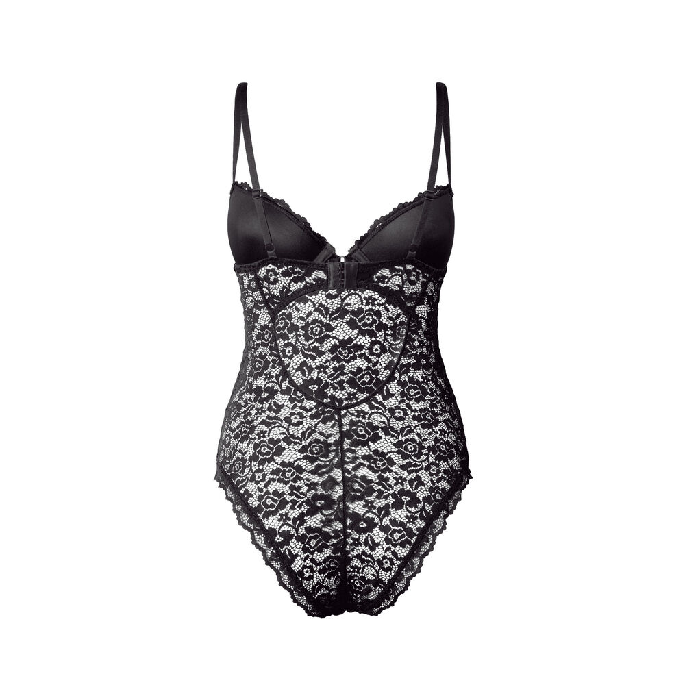 Body de aumento con encaje de flores - negro negro.