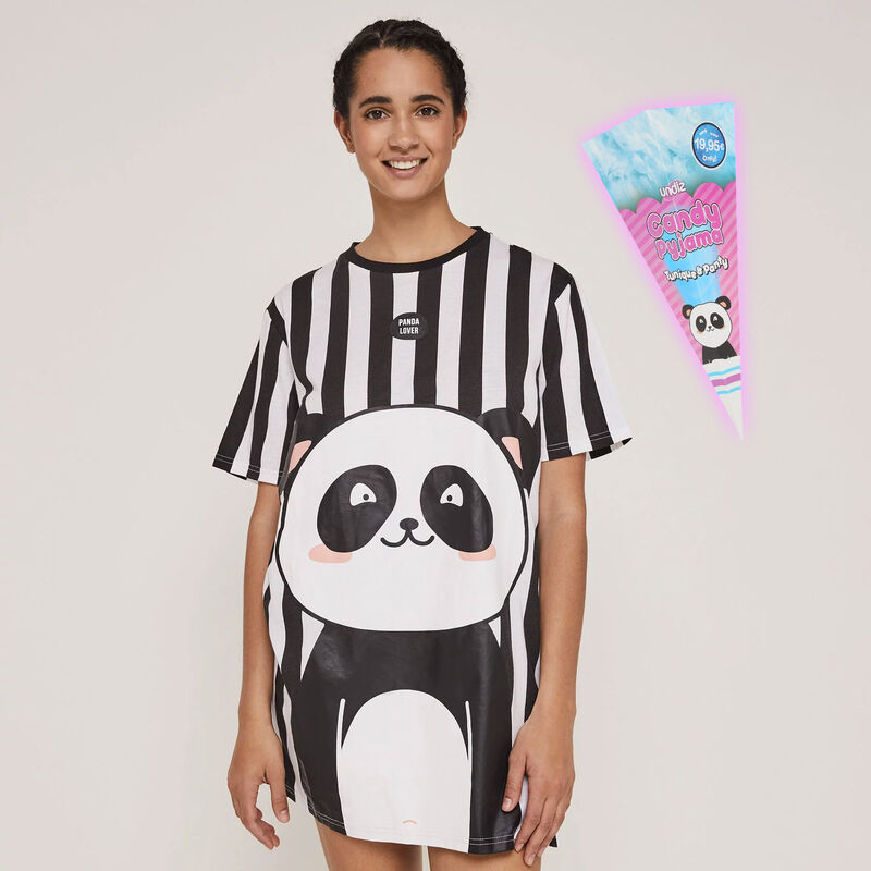 Conjunto de pijama túnica + braguita culotte estampado panda pandaiz Conjunto de pijama túnica + braguita culotte estampado panda pandaiz;
