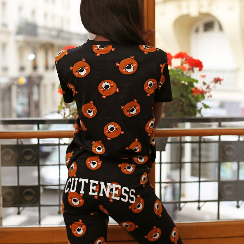 Leggings con ositos con mensaje mono - negro Leggings con ositos con mensaje mono - negro;