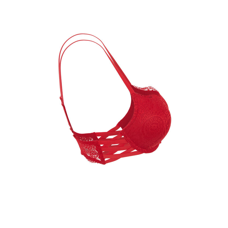 Sujetador push-up de encaje sabriniz rojo.