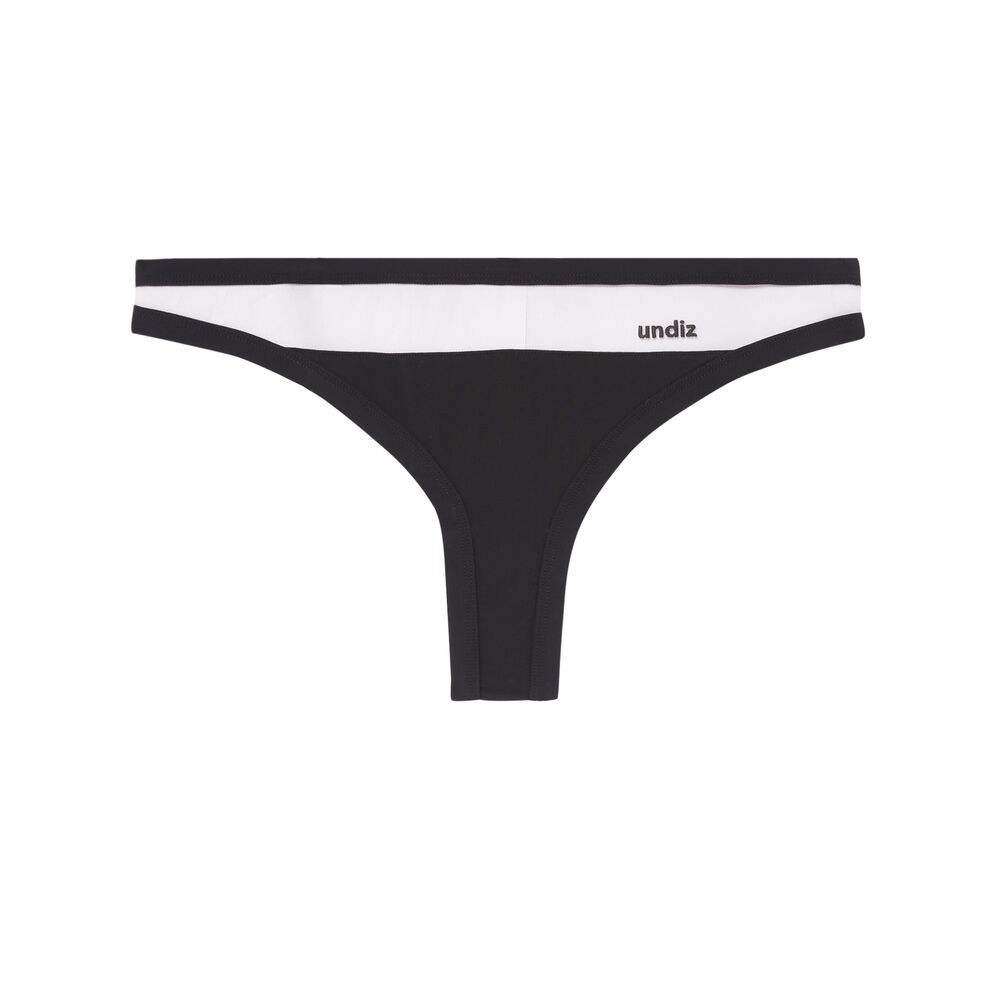 Tanga de microfibra y rejilla transparente - negro negro.