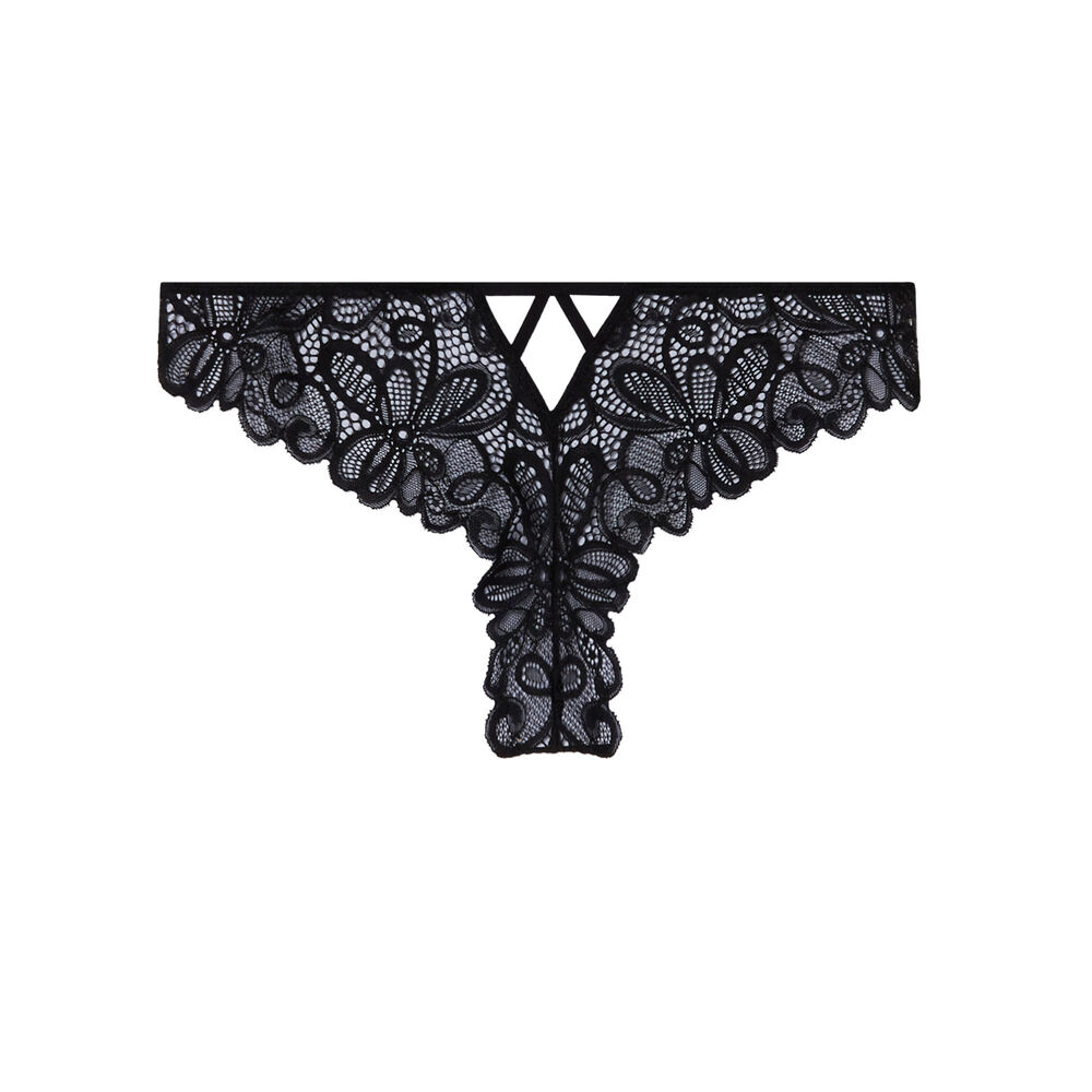 Braguita de encaje con detalle de aros - negra negro.
