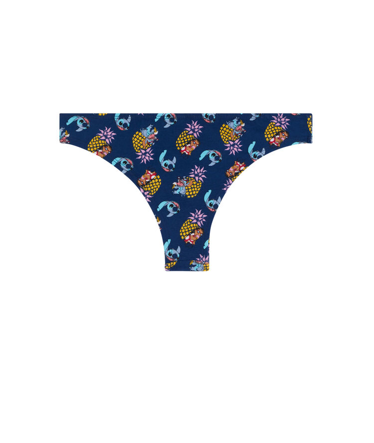 Braguita brasileña de algodón estampado stitch stitchgrimaciz azul.