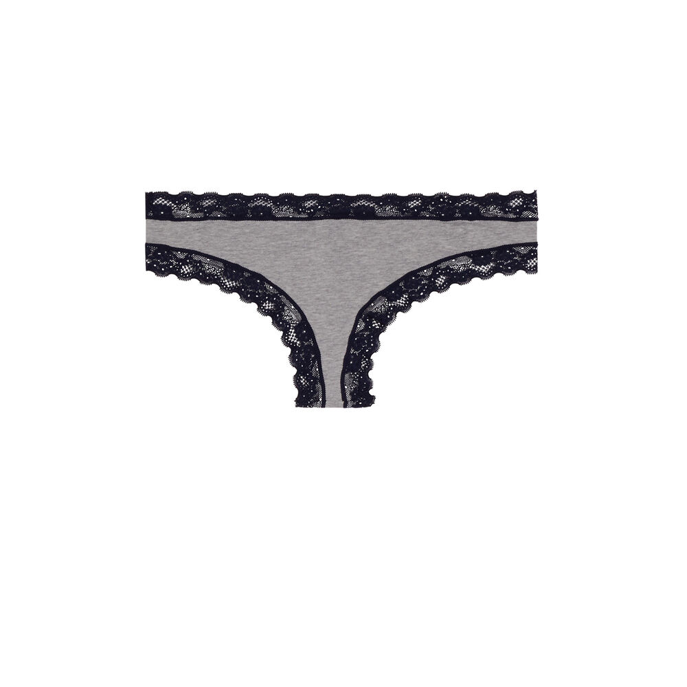 Braguita culotte de algodón con detalle de encaje - gris gris.