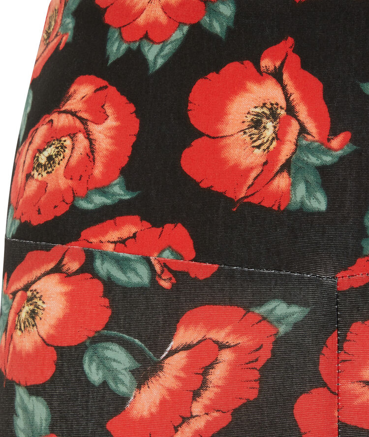 Pantalón ciclista de talle alto con estampado de flores - negro negro.
