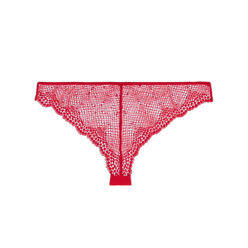 Braguita brasileña de encaje calado - rojo rojo.