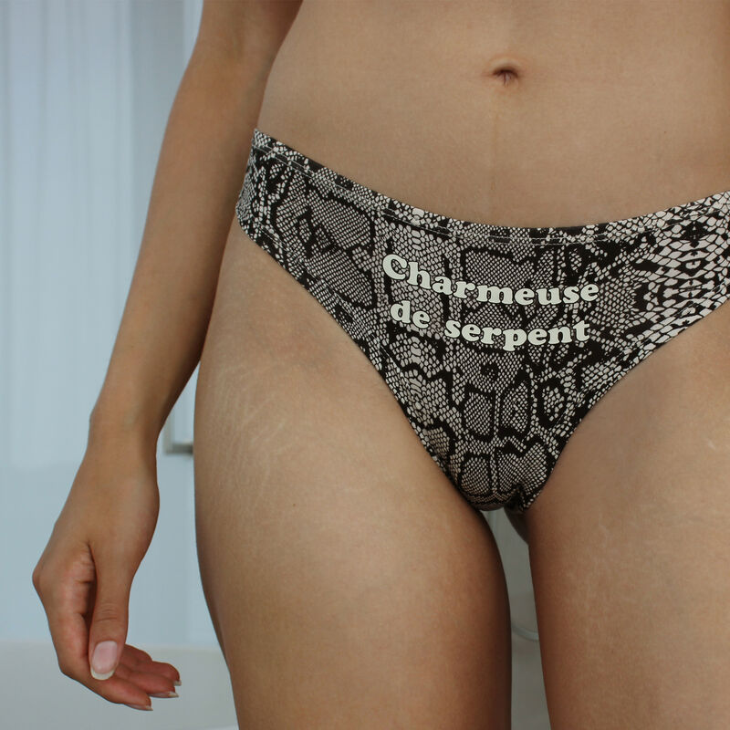 Braguita brasileña con estampado de serpiente - negra Braguita brasileña con estampado de serpiente - negra;