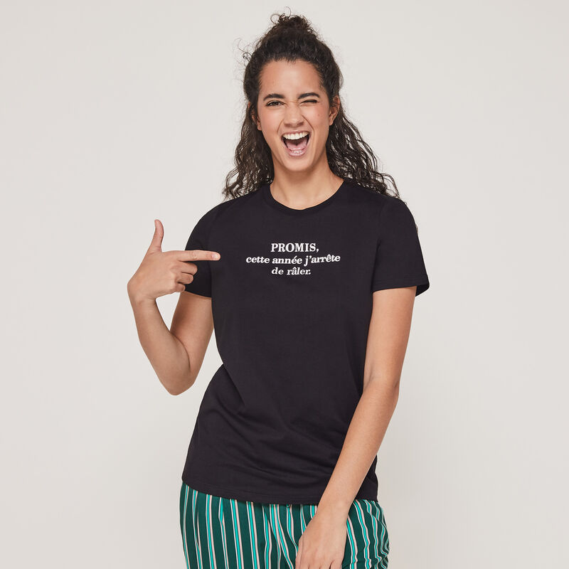 Conjunto de pijama top + pantalón con mensaje newanniz Conjunto de pijama top + pantalón con mensaje newanniz;