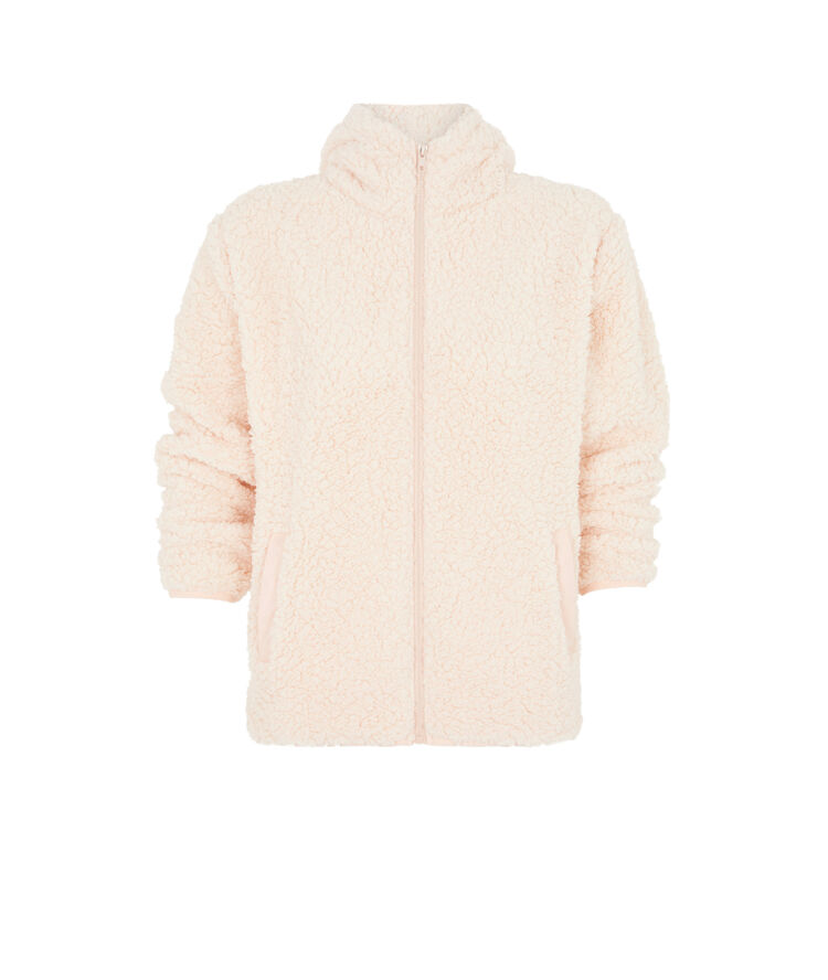 Chaqueta polar con cremallera sherpoliz vainilla.
