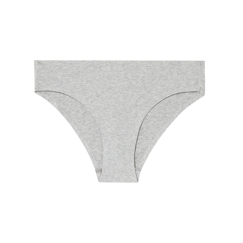Cheeky bikini de algodón liso - gris gris.