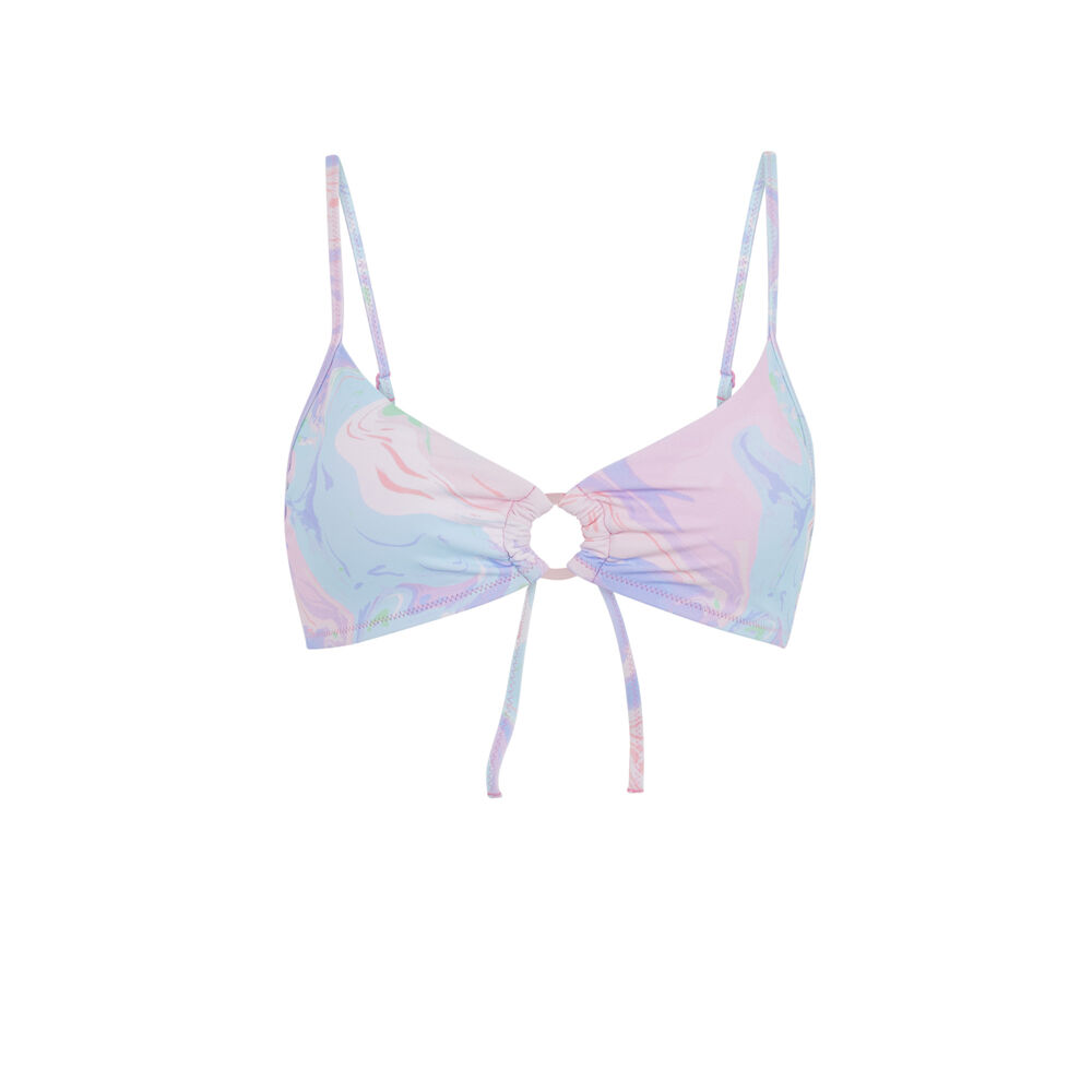 Parte de arriba de bañador bralette con estampado de mármol - violeta morado.