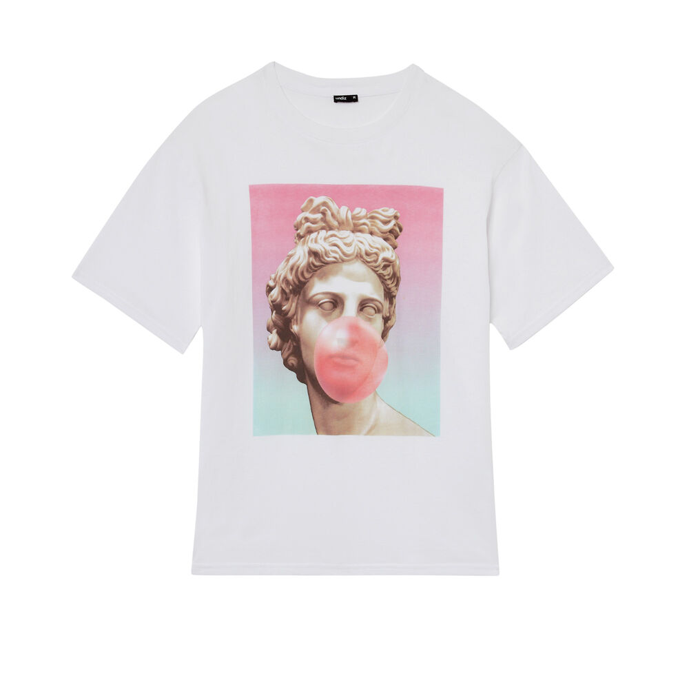 Top con estampado de estatua chicle - blanco blanco.