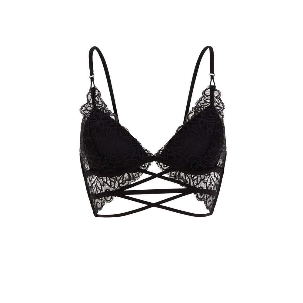 Sujetador de triángulo push up de encaje - negro negro.