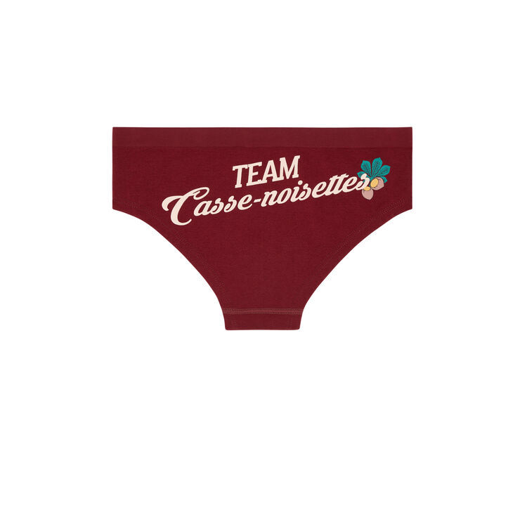 Braguita culotte de microfibra con mensaje casseniz burdeos.