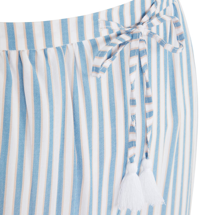 Pantalón fluido de rayas bluerayiz blanco.
