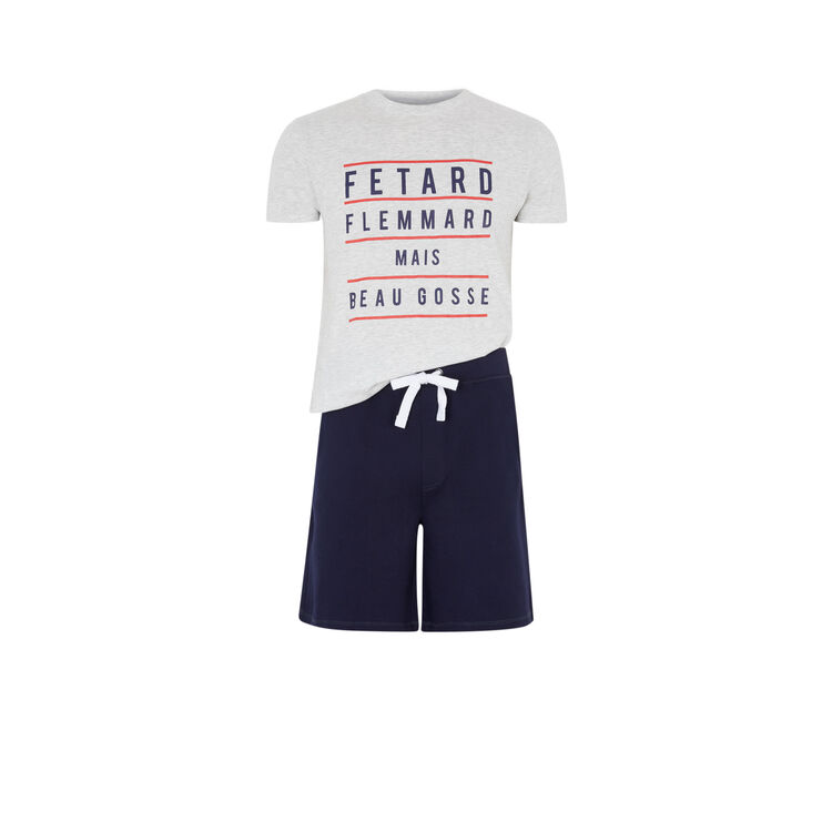 Set de pijama con mensaje fletardiz gris claro.