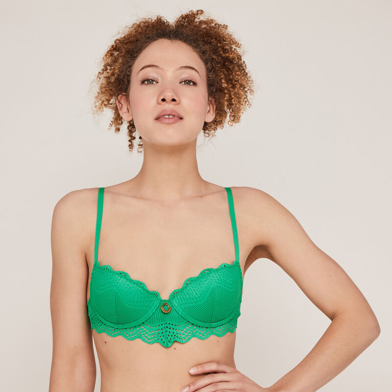 Sujetador corpiño push-up con detalle de joya - verde Sujetador corpiño push-up con detalle de joya - verde;