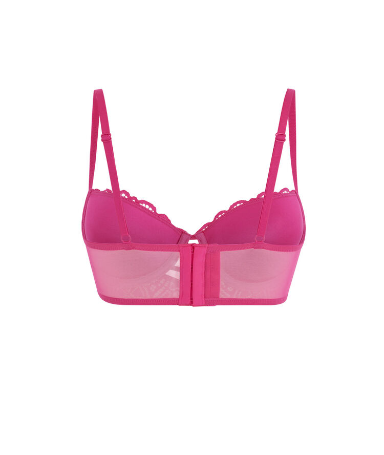 Sujetador corpiño push-up de encaje y cintas marceliz fucsia.