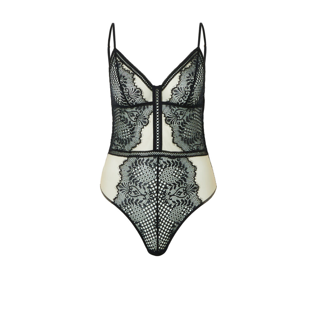 Body sin aros con encaje calado - negro negro.
