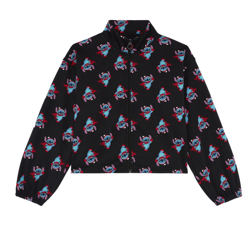 Chaqueta con cremallera y motivo stitch - negro negro.