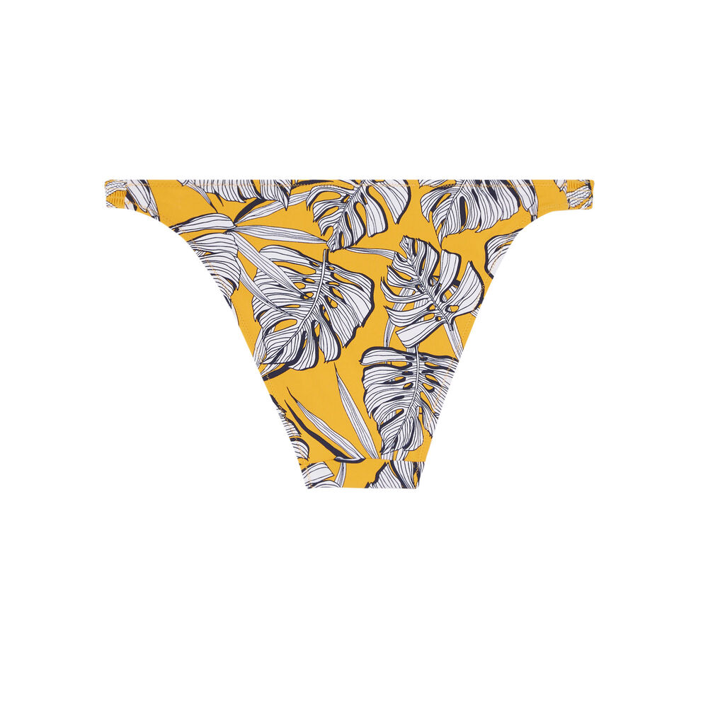 Parte de bañador con detalles fruncidos y dibujos de palmera - amarillo amarillo.