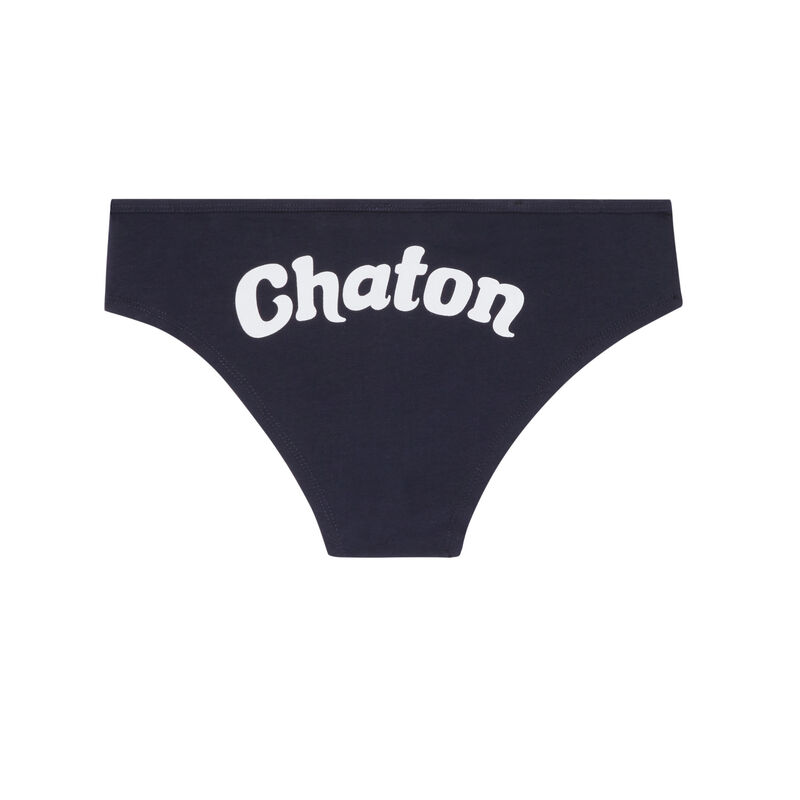 Braguita culotte con mensaje "chaton" - azul marino Braguita culotte con mensaje "chaton" - azul marino;