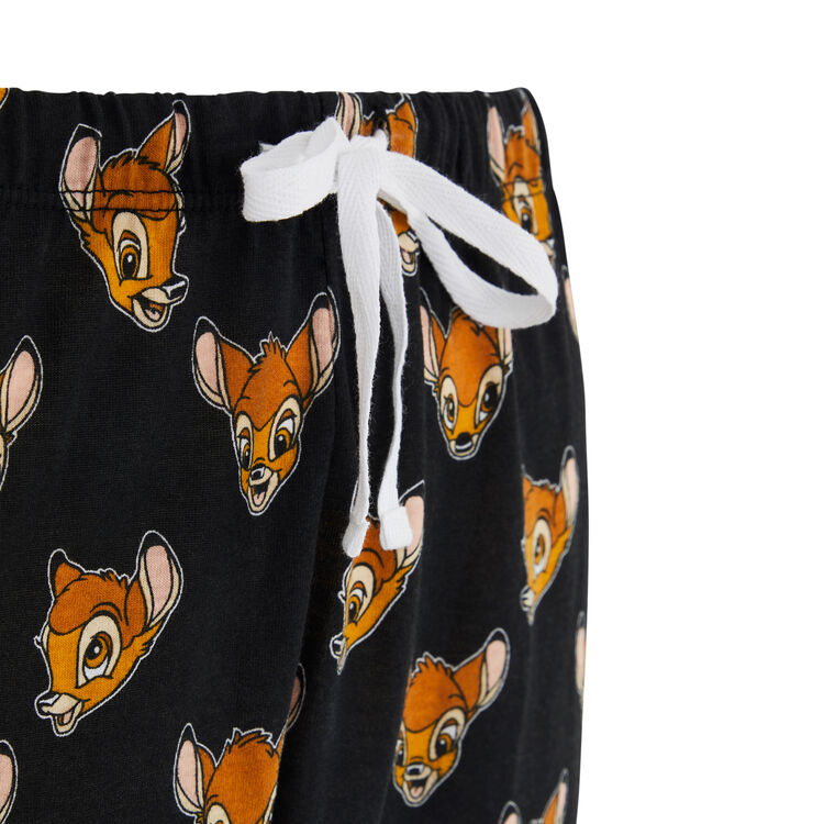 Pantalón polar con estampado de bambi toobambiz negro.