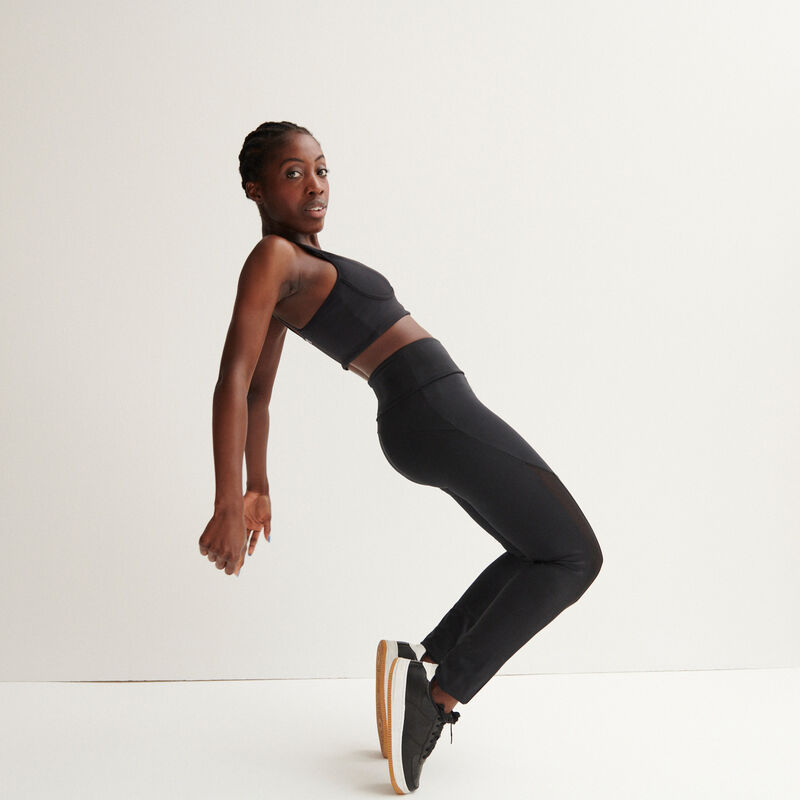 leggings efecto satinado de malla - negro leggings efecto satinado de malla - negro;