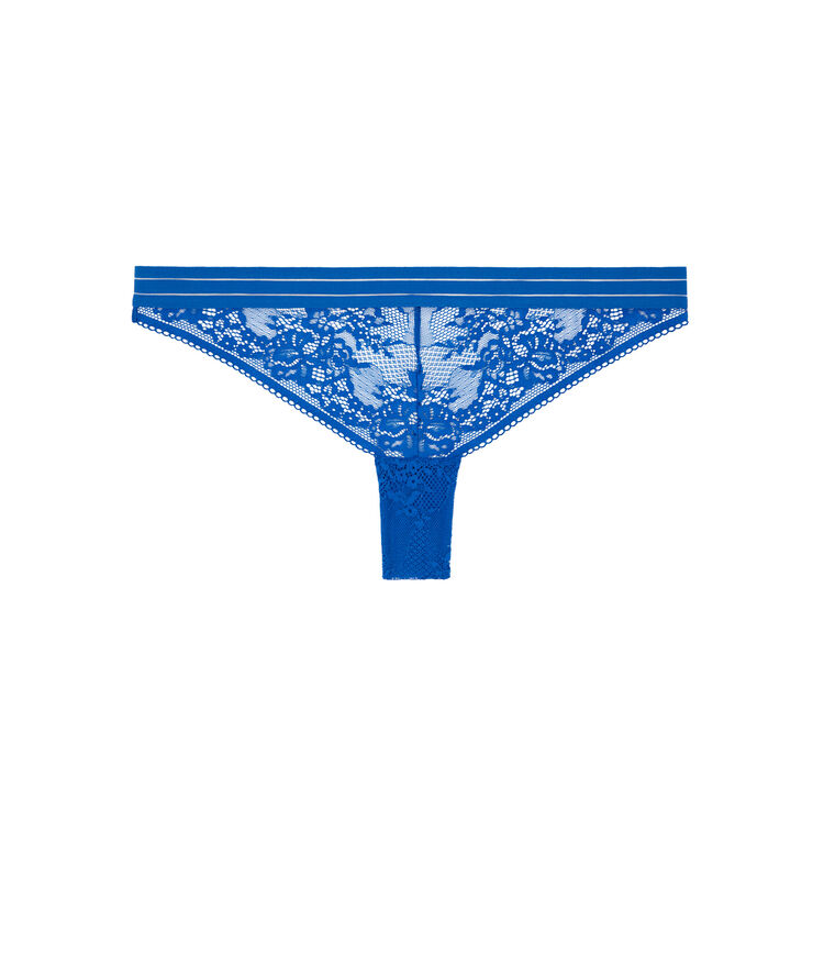 Braguita brasileña de encaje con detalle de cinta coolgirliz azul real.