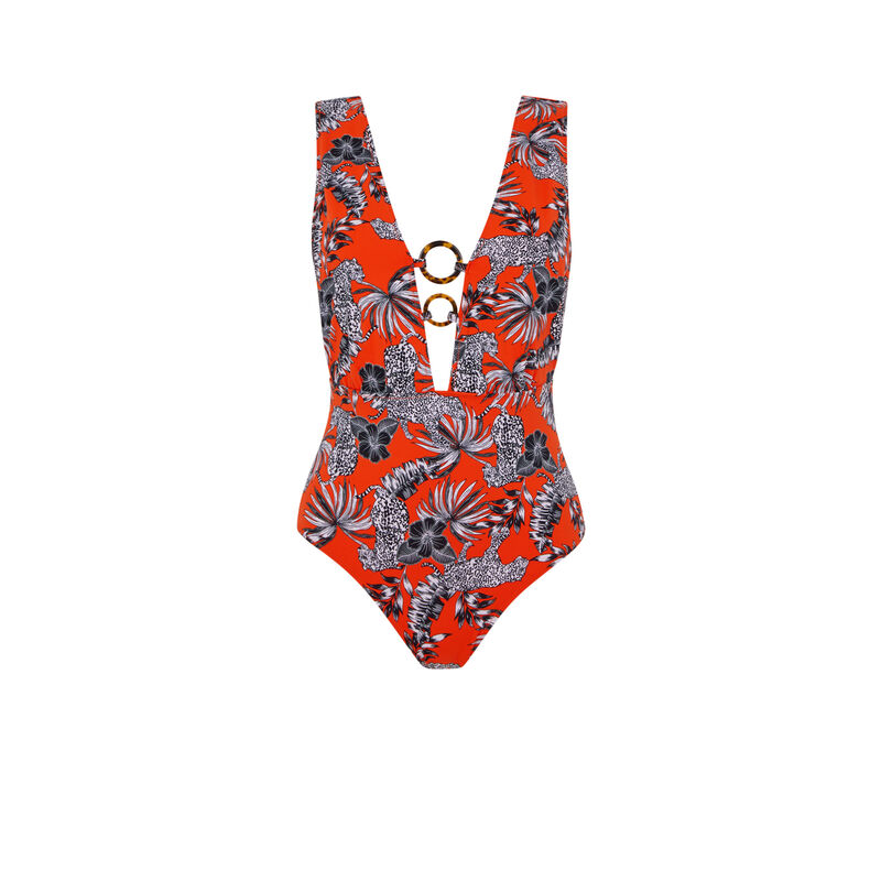 Bañador de una sola pieza estampado - rojo Bañador de una sola pieza estampado - rojo;