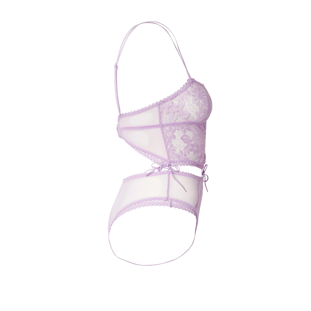 Body todo de encaje efecto corsé - lila violeta.
