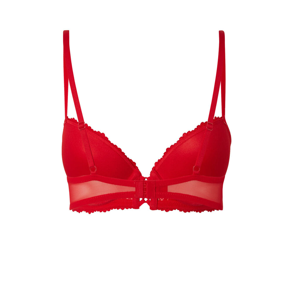 Sujetador push-up de encaje con flores - rojo rojo.