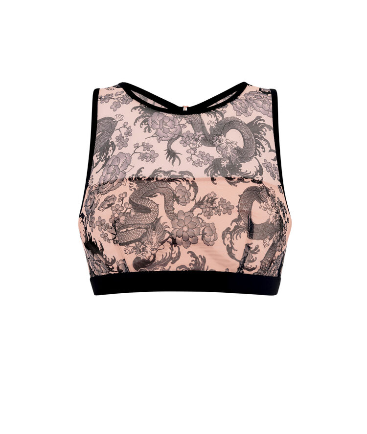 Sujetador brassière con aros y tul estampado sakuriz noir.
