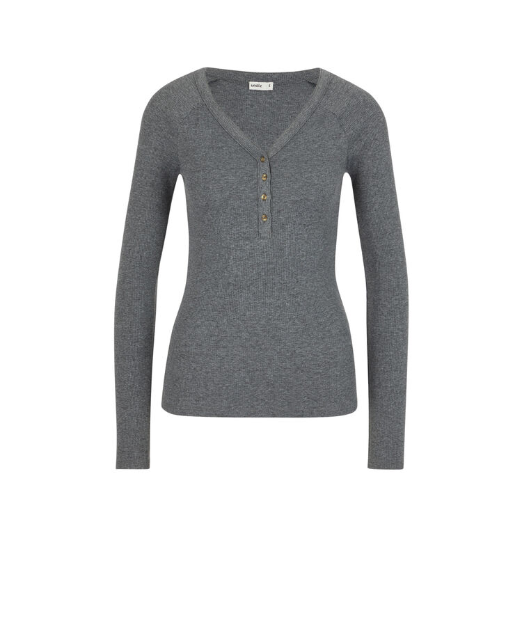 Top de manga larga acanalado liso minimimiz gris.