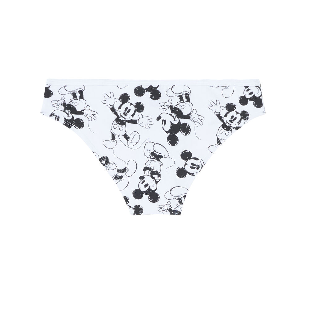 Braguita culotte con estampado de cabezas de mickey - negra blanco.