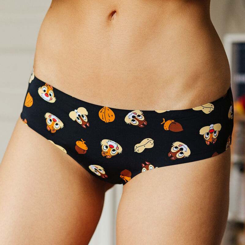 Braguita culotte de microfibra con estampado Chip y Chop - negra Braguita culotte de microfibra con estampado Chip y Chop - negra;