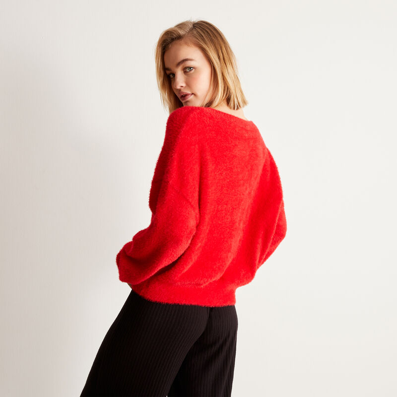 Cárdigan de polar con botón - rojo Cárdigan de polar con botón - rojo;