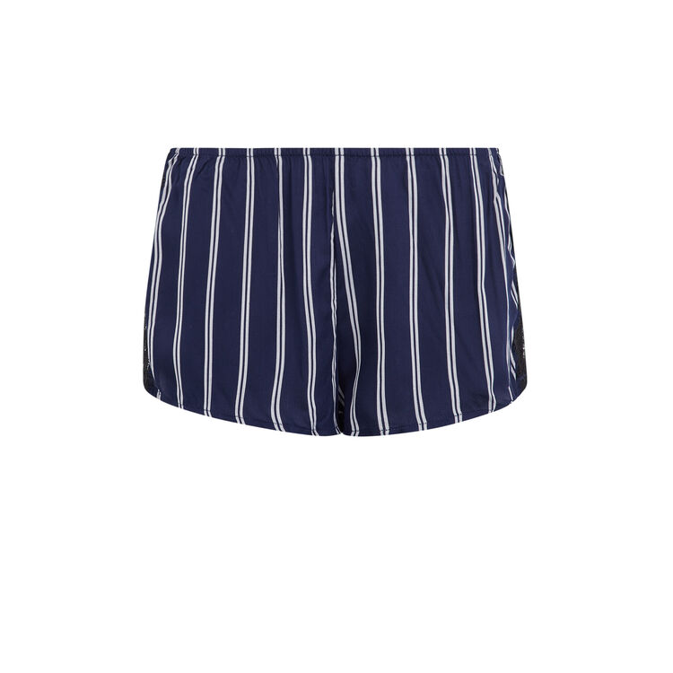 Shorts de satén de rayas raynuitiz azul marino.