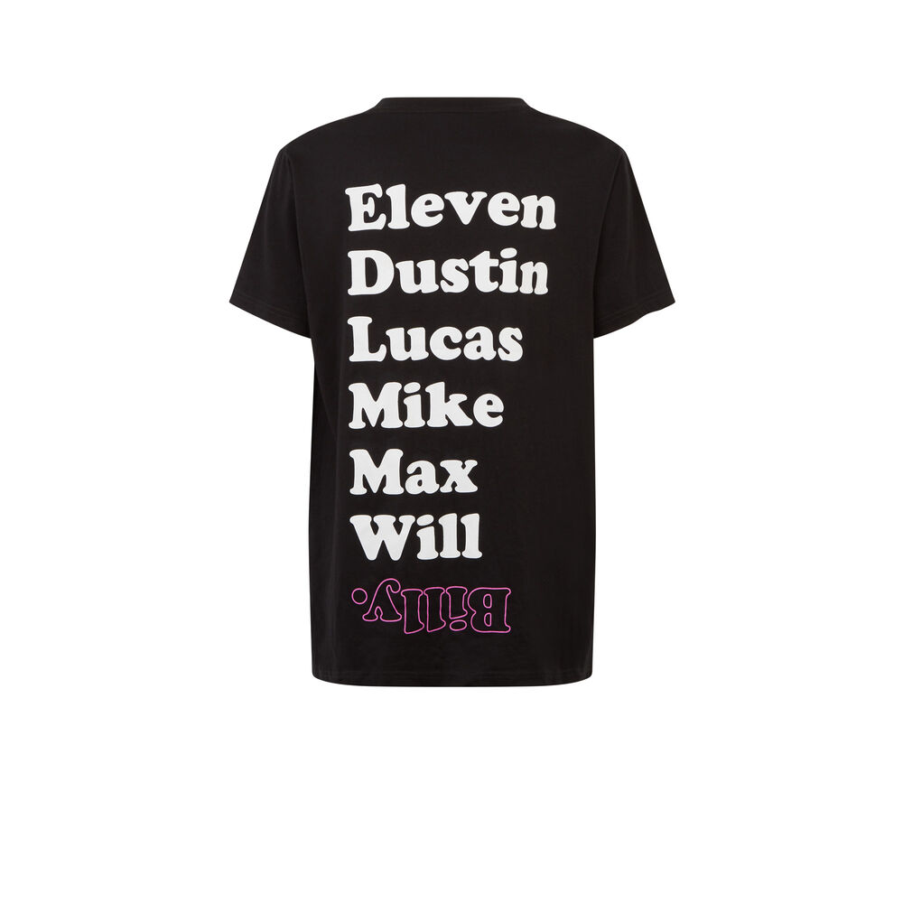 Camiseta larga con estampado de stranger things - negra negro.