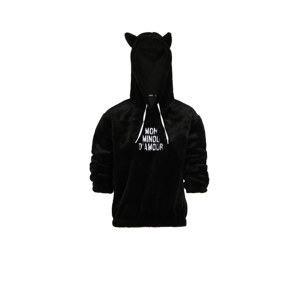 Sudadera polar con mensaje mi gatito amoroso - negro negro.