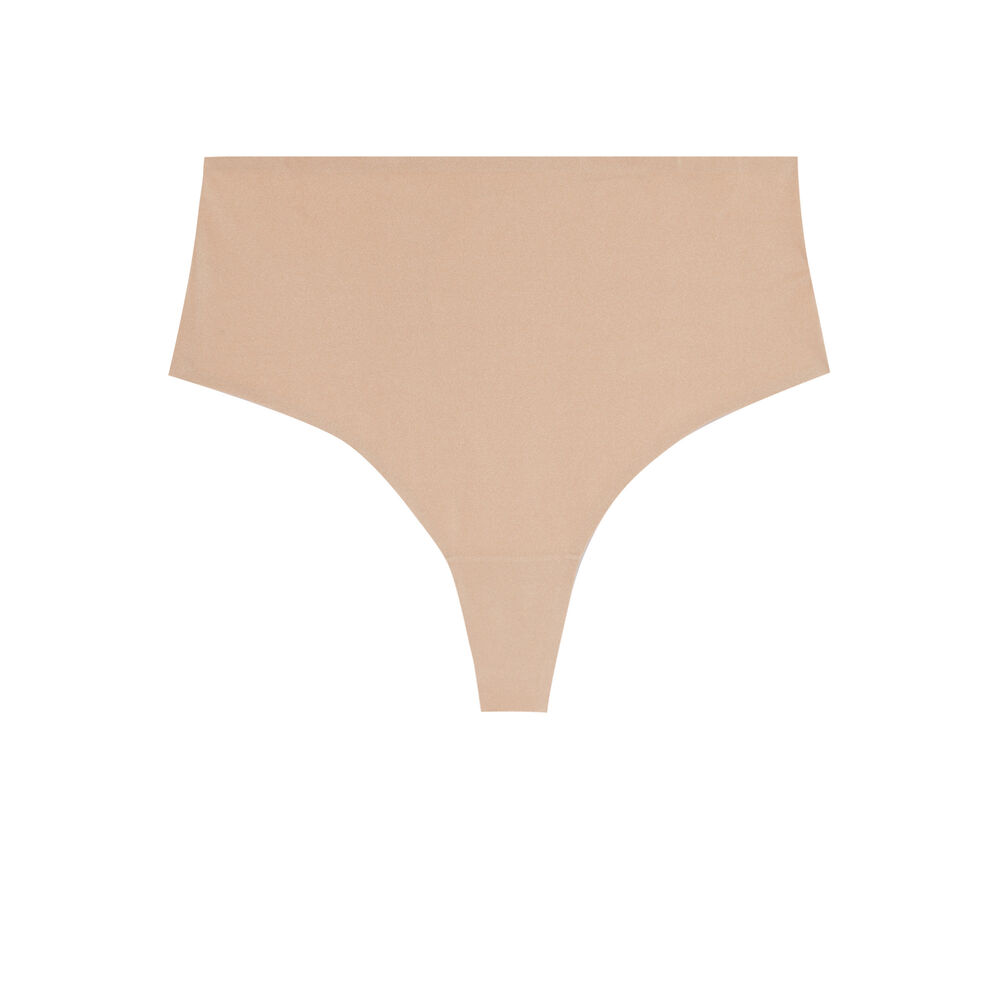 Tanga de micro talle alto - beige beige.