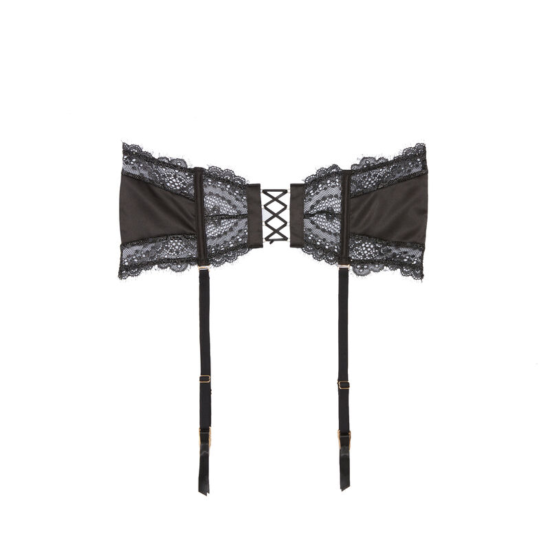Liguero de encaje y lazada - negro Liguero de encaje y lazada - negro;