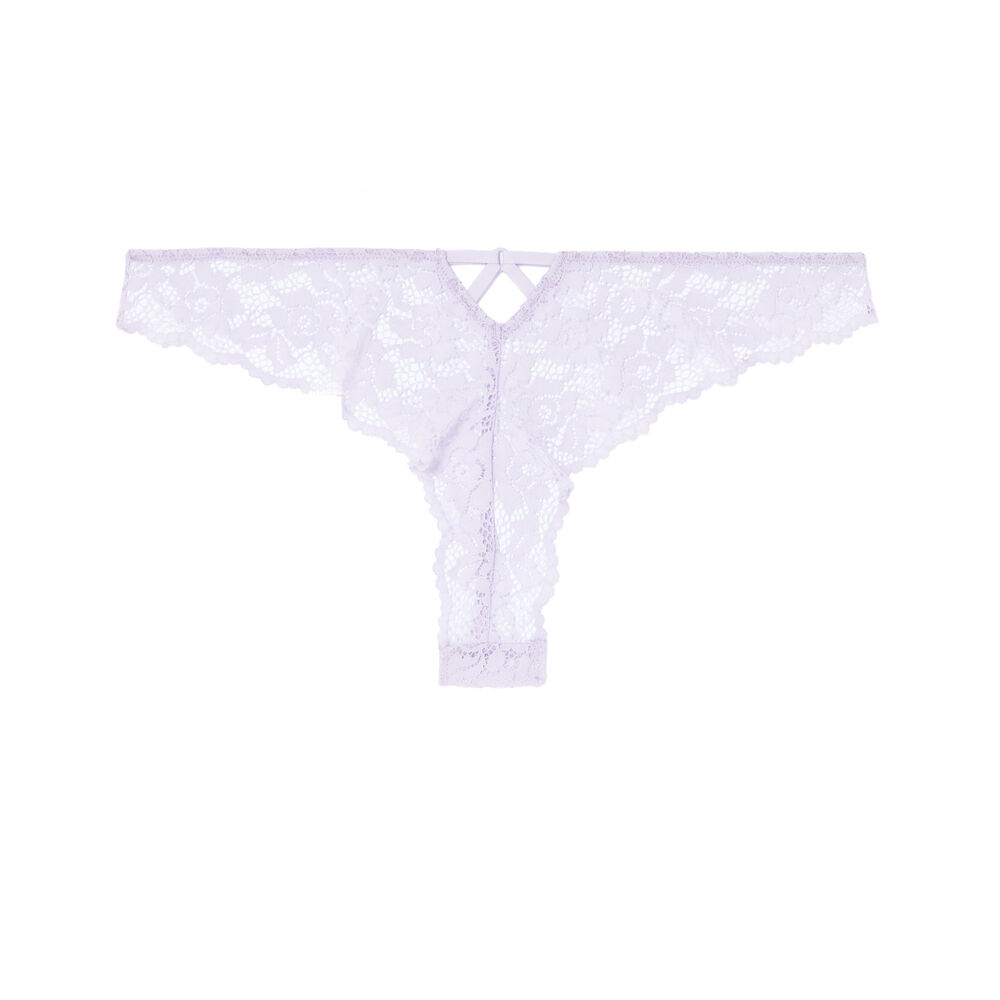 Braguita brasileña de encaje con flores - lila morado.