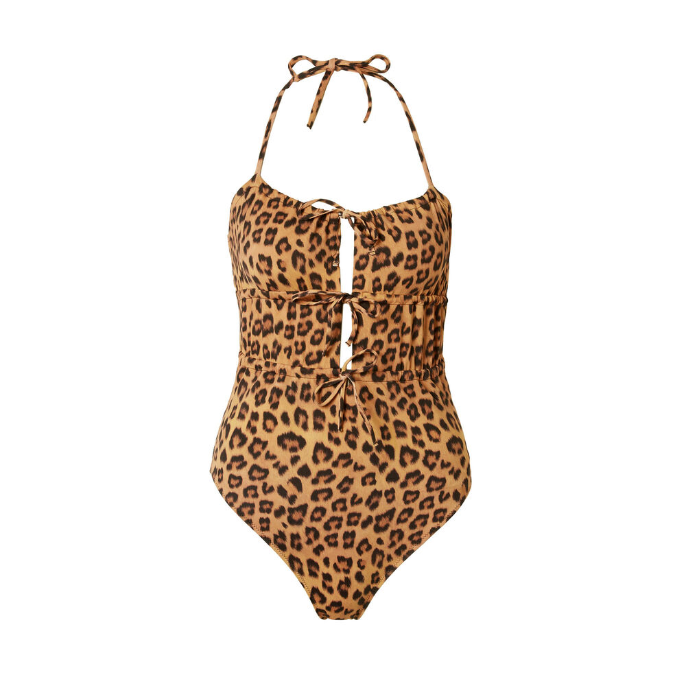 Bañador de 1 pieza con estampado de leopardo - marrón marrón.