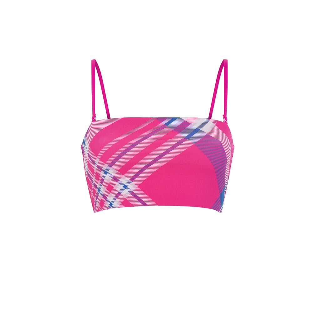 Parte de arriba de bikini bandeau reversible - rosa rosa.