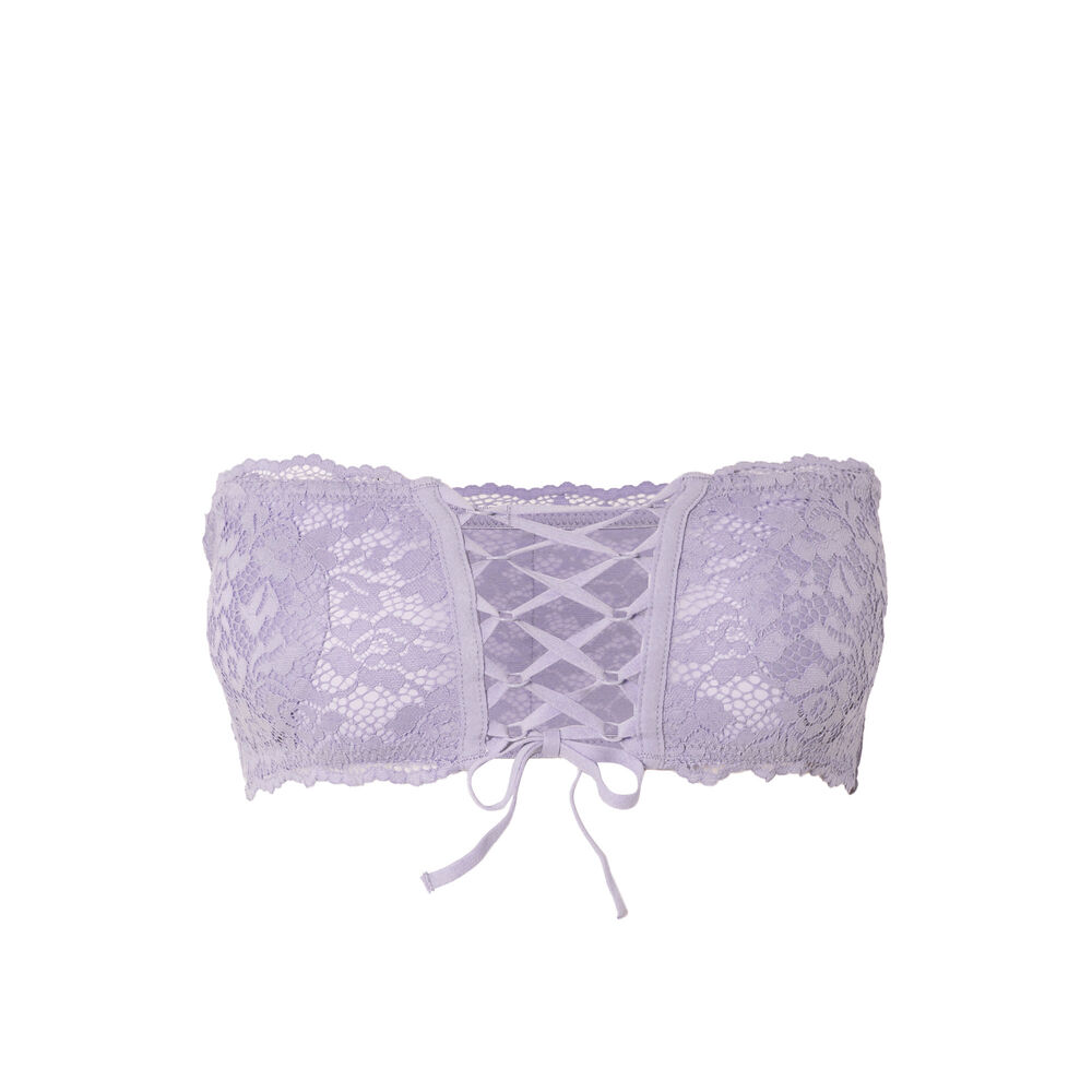Sujetador bandeau sin aros efecto corsé - lila morado.