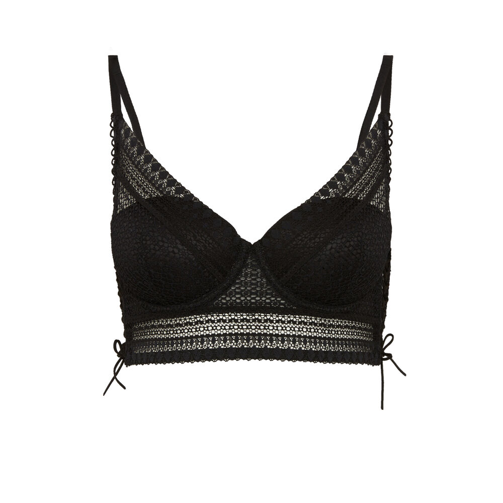 Sujetador push-up corpiño de encaje y detalles de corsé - negro negro.