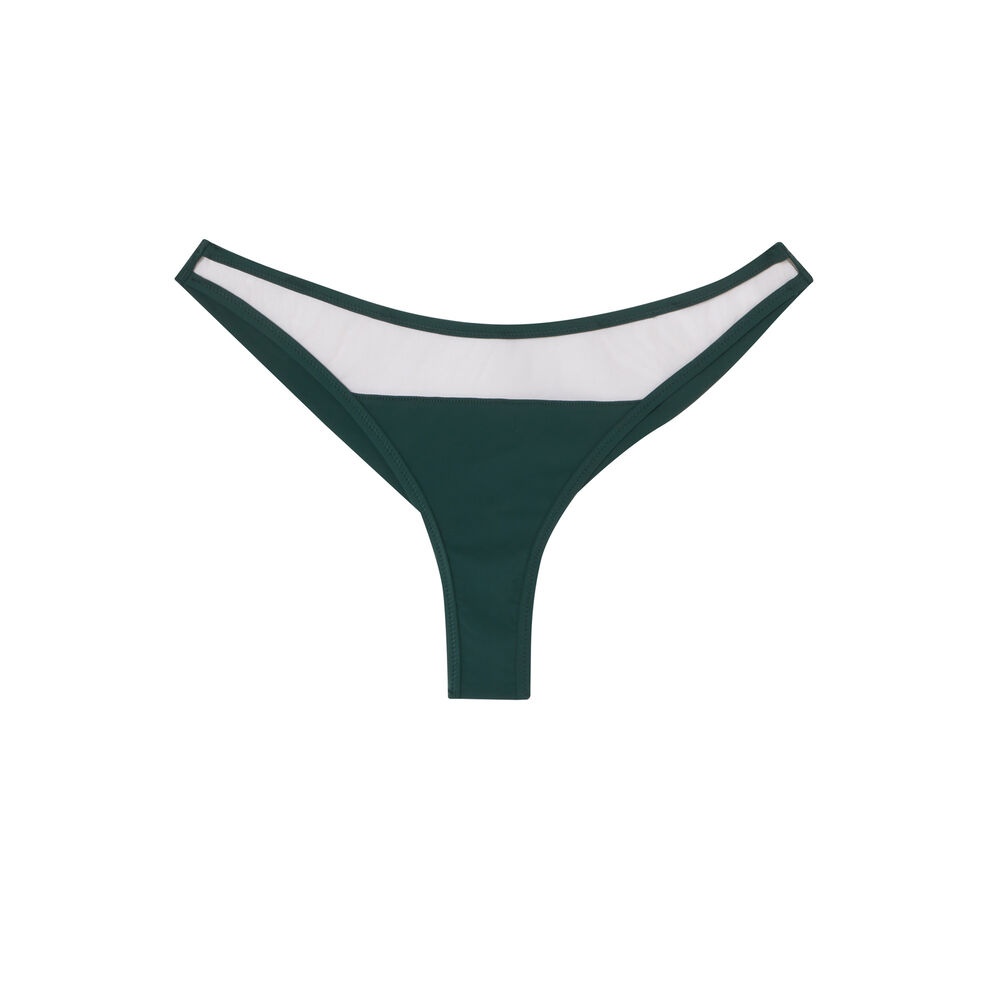 Braguita brasileña con aplicación de tul high leg - verde pino verde.