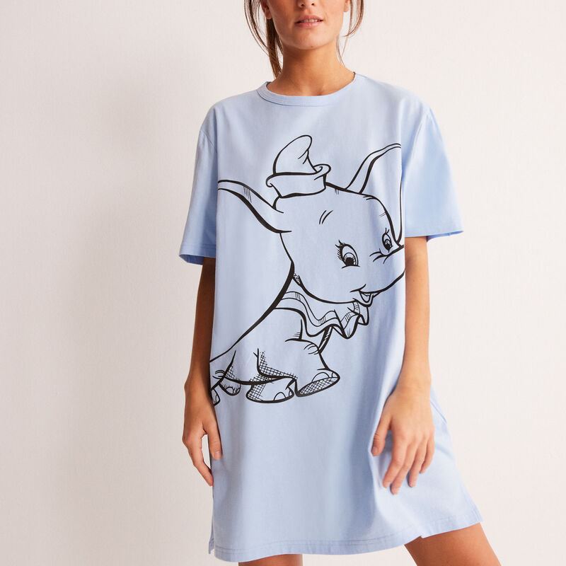 camiseta larga con estampado de Dumbo - azul claro camiseta larga con estampado de Dumbo - azul claro;